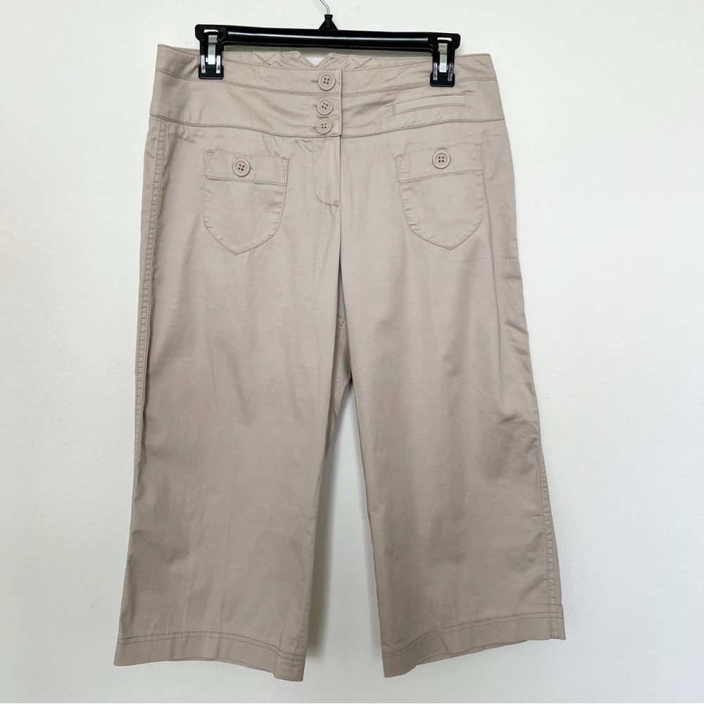 NEW Larry Levine Capris pants beige coastal travel beach resortwear coastal - Picture 2 of 7